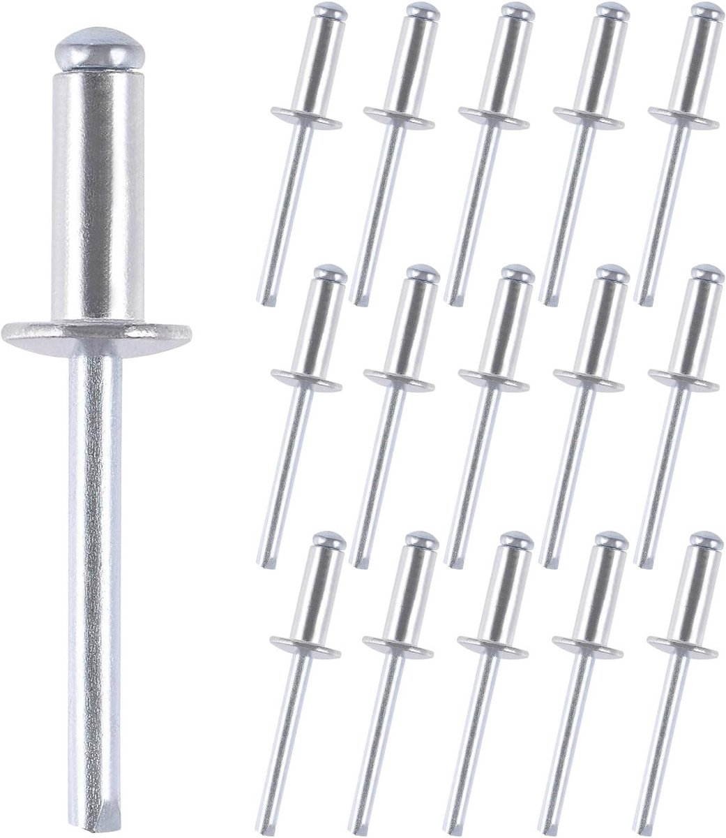 SnelShoppen - 150 Stuks Blind Rivets, 4.8 x 16 mm Pop Rivetten, Aluminium Rivetten met Grote Flens, Stalen Mandrel voor Metaal, Kunststof, Hout