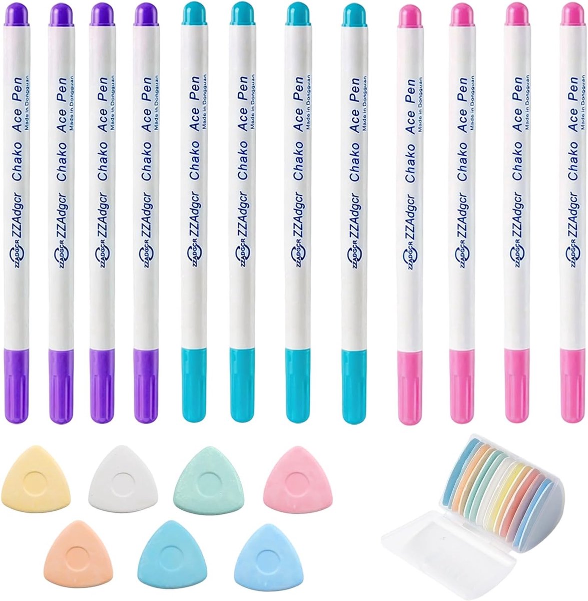 Stofmarkeerstiften 26 stuks - Trickmarkers en kleermakerskrijt - Wateroplosbaar en zelfdovend - ShopVlot