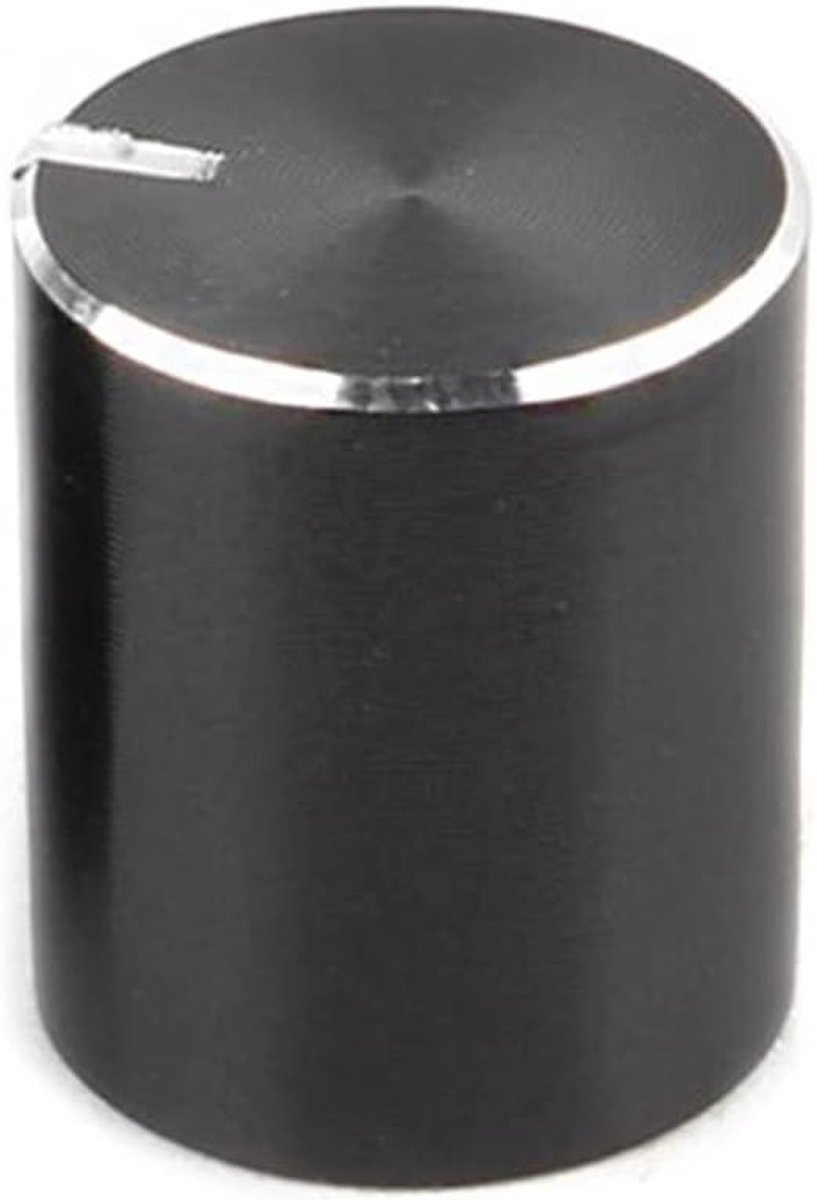 Potentiometer knop 15mm - Zwart met ribbel 6mm - 360 graden draaibaar - Ideaal voor audio-apparatuur - ShopVlot