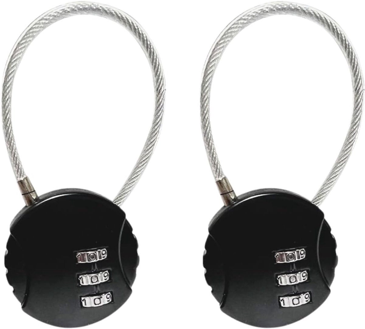 Cijferslot set van 2 - 3-cijferig - hangslotset zilver - ideaal voor koffer en rugzak - ShopVlot