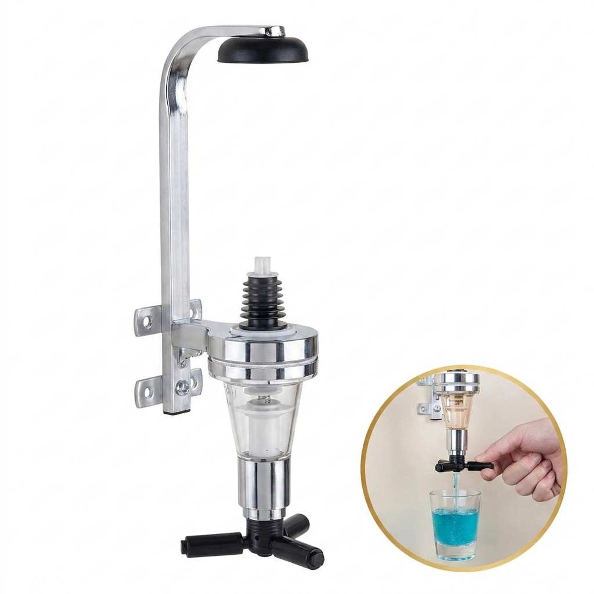 DIVERZA Drankdispenser Wandmontage – 1 Fles – Bar Butler – Shot Dispenser Muur – Thuisbar & Man Cave – Inclusief Montagemateriaal – RVS