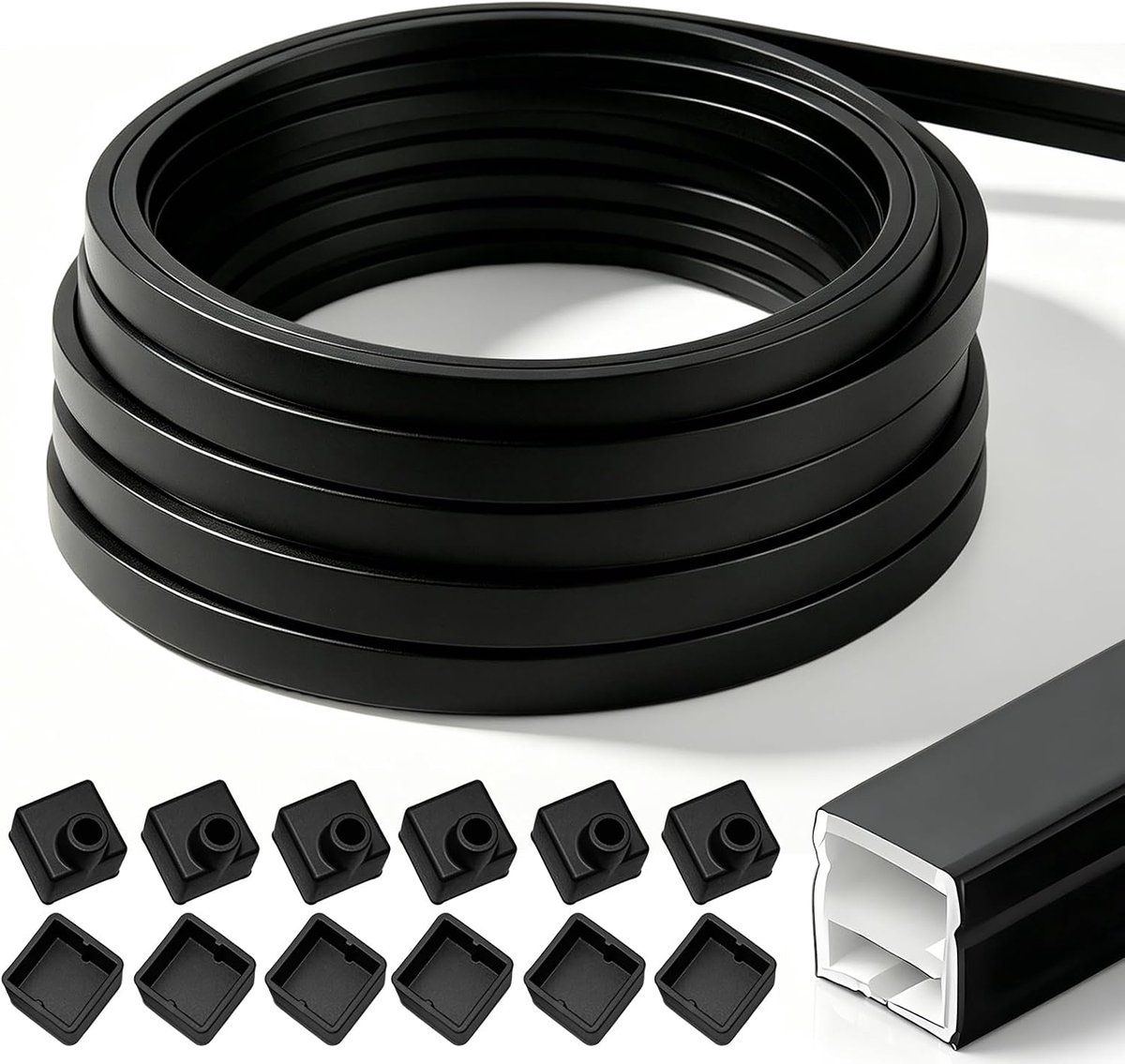 LED profiel zwart 12 x 12 mm - flexibel silicone - IP65 LED strip - voor akoestische panelen - ShopVlot