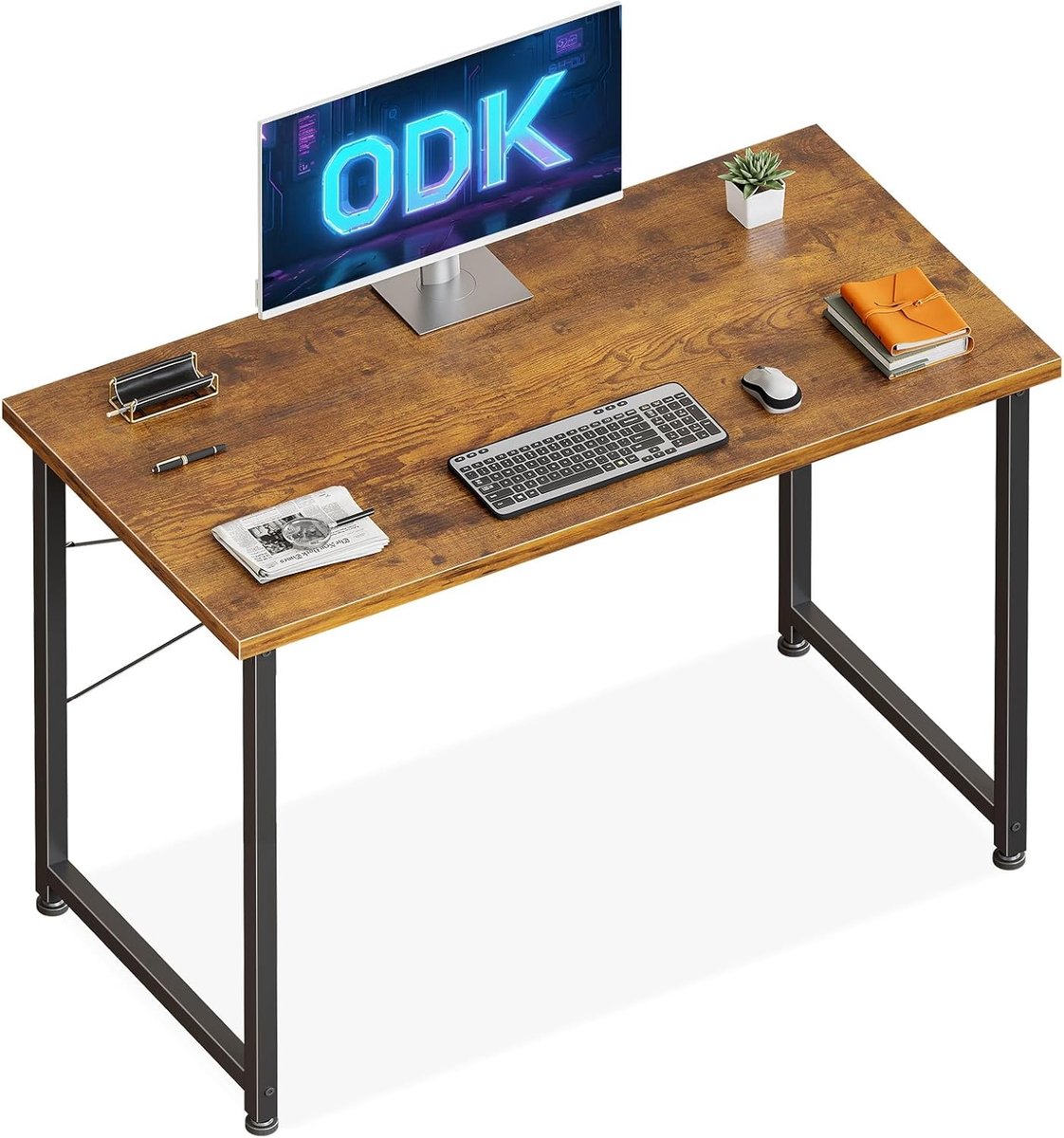 SnelShoppen - Computer Bureau met Verstelbare Poten, 100x48 cm, Bruin | Compact voor Kleine Ruimtes, Stabiliteit, Ideaal voor Thuiswerk en Studie