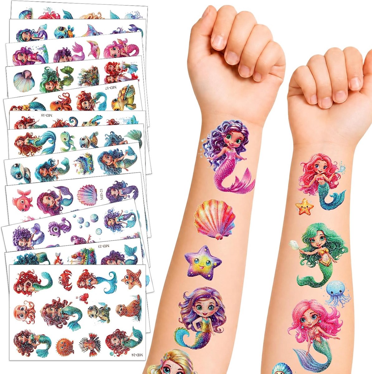 Glittertatoeages voor kinderen - 12 vellen - waterdicht en veilig - perfect voor verjaardagsfeestjes - ShopVlot