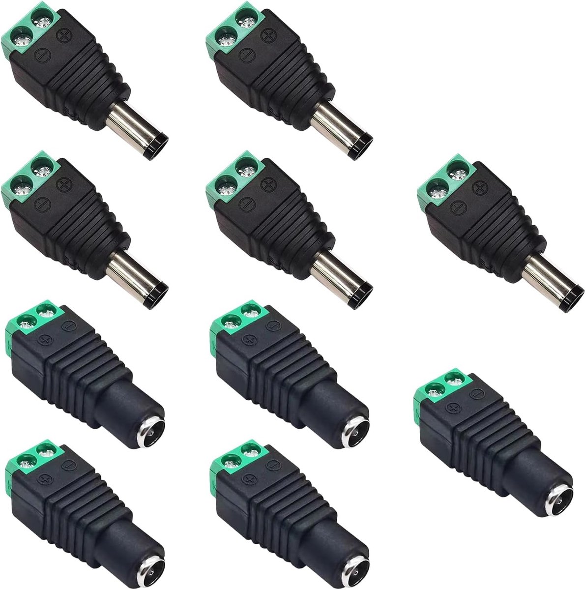DC connector set 0.6 cm x 0.3 cm - 5 paar stekkers en aansluitingen - voor LED strips en camera's - ShopVlot