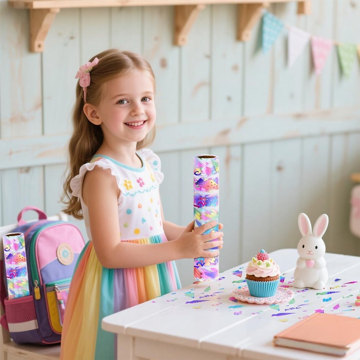 Tafelloper eerste schooldag - 5m x 11in - polyester - eenvoudig te onderhouden - vrolijke ABC en 123 versiering - ShopVlot