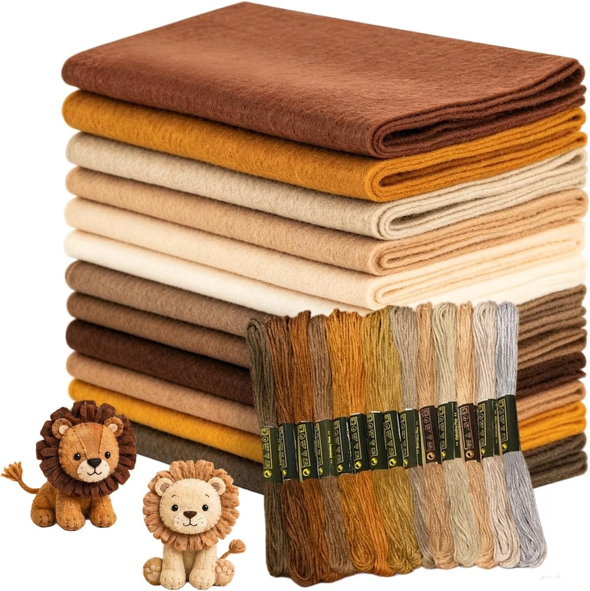 Viltstof 12 Rollen 20 x 90 cm - Bruin - 1 mm Dikte - Ideaal voor Knutselprojecten - ShopVlot