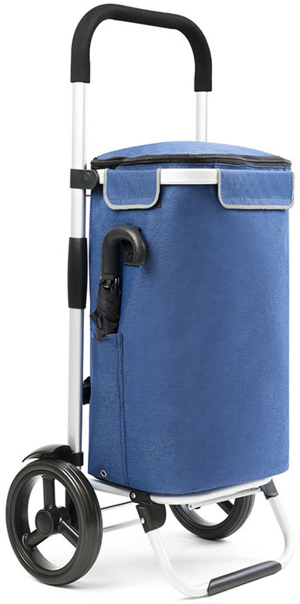 Dutch Mountains Boodschappentrolley met koelvak 41 ltr - Opvouwbare boodschappenwagen - Blauw