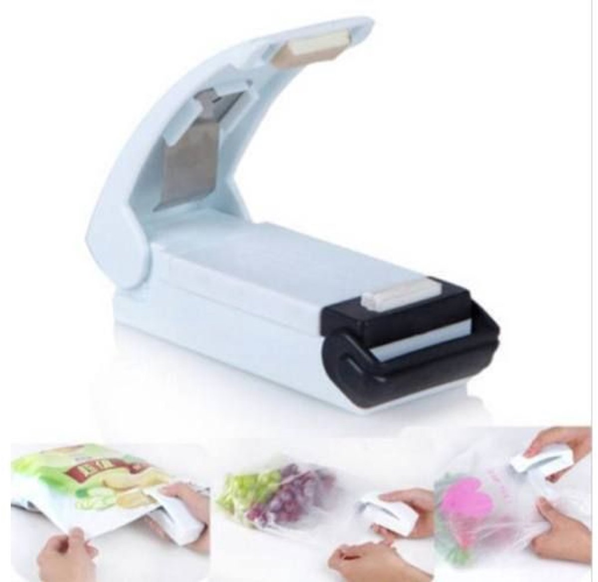 Mini handsealer – draagbare zakjessealer voor plastic folie en nylon zakjes, 2x AA 1,5V (niet meegeleverd), met veiligheidsvergrendeling [A0374]