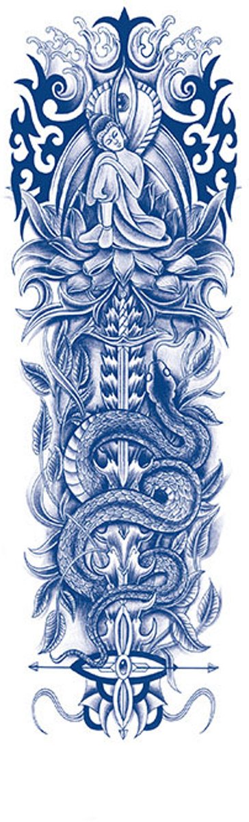 Tijdelijke sleeve tattoo buddha slang 2 weken
