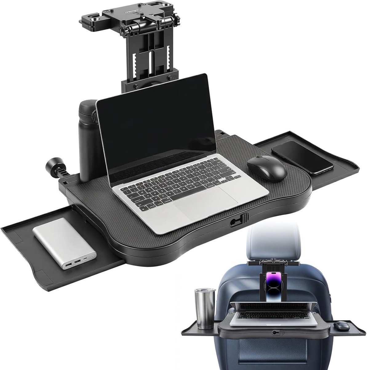 Car Table for Back Seat, Passengers, Portable Car Seat, Tablet Table with Cup Holder and Mobile Phone Holder, Folding - ShopVlot