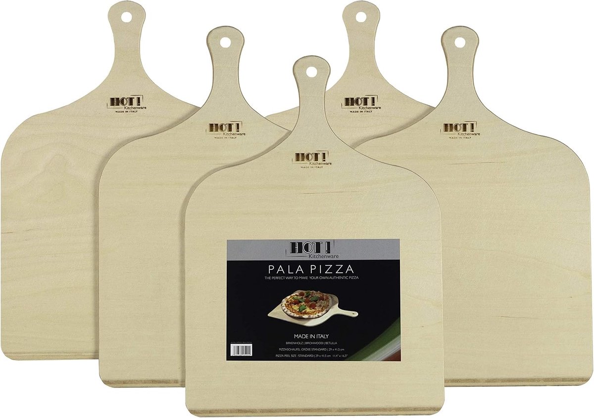 Pizza Shovel, Made in Italy, Birch Wood Pizza Shovel, 29 x 41.5 cm (Set of 5) - ShopVlot