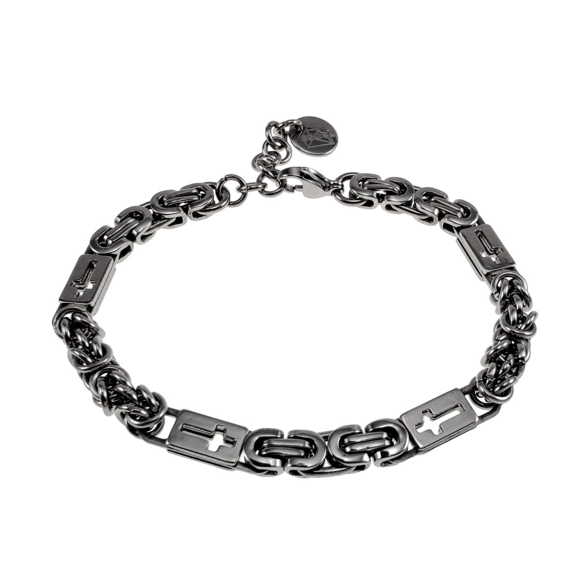 RVS Koningsarmband met Kruisdetails -Armband Unisex - Verstelbaar 16 en 19 cm - Handgemaakt door esde2