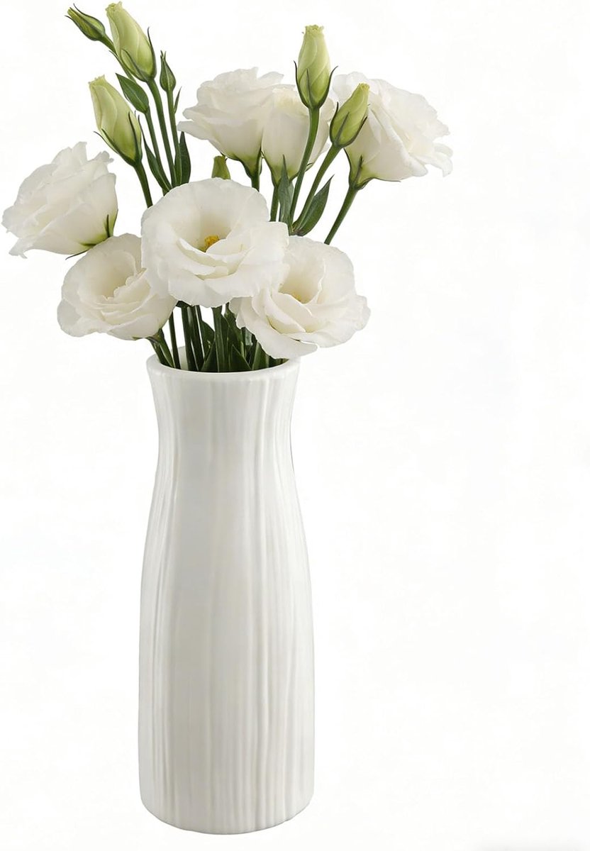 SnelShoppen - Schokbestendige Witte Plastic Vaasje Scandinavisch Modern Minimalistisch Creatief voor Bloemarrangementen Thuis Decoratie, Woonkamer en