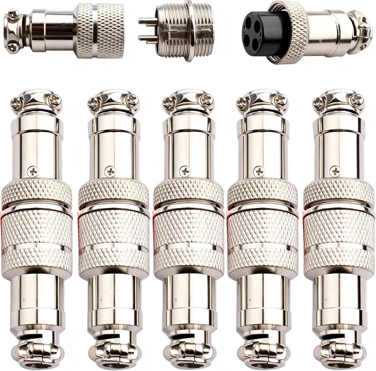 Aviation connector 4 pin - 12mm ronde metalen stekker - corrosiebestendig - ideaal voor elektronica - ShopVlot