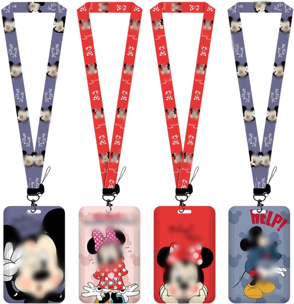 Anime Kaart Houder Lanyard - 4 Stuks - Cartoon Muis Ontwerp - Ideaal voor Sleutels en ID Kaarten - ShopVlot