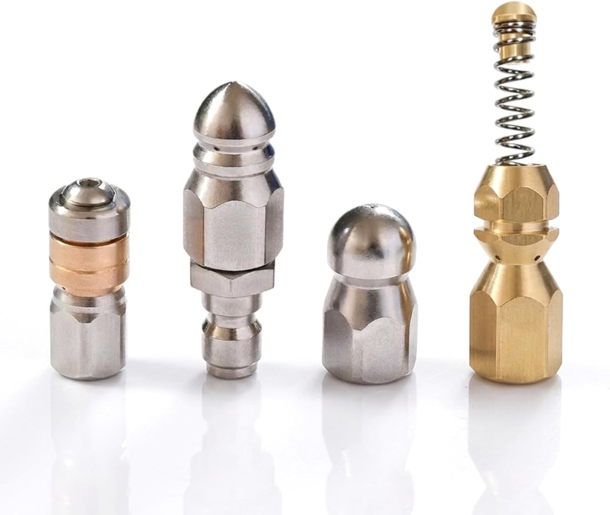 Duct Cleaning Nozzles Set - 4-delige set - RVS en messing - Hoge druk tot 5000 PSI - ShopVlot