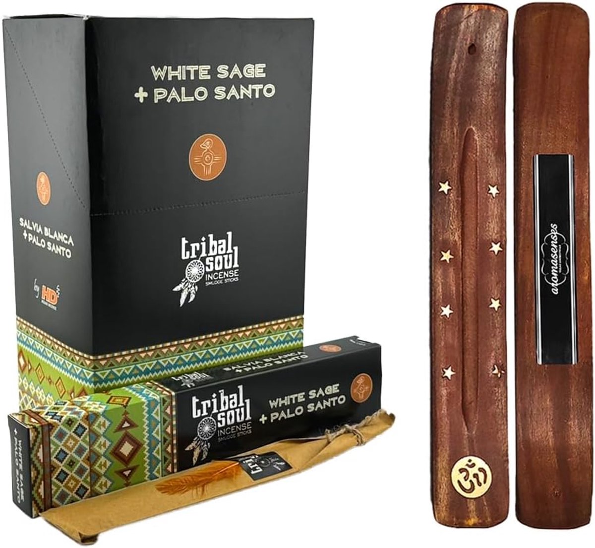 Wierookstokjes White Sage + Palo Santo - 12 doosjes van 16 gram - unieke geurbeleving - perfect voor meditatie - ShopVlot