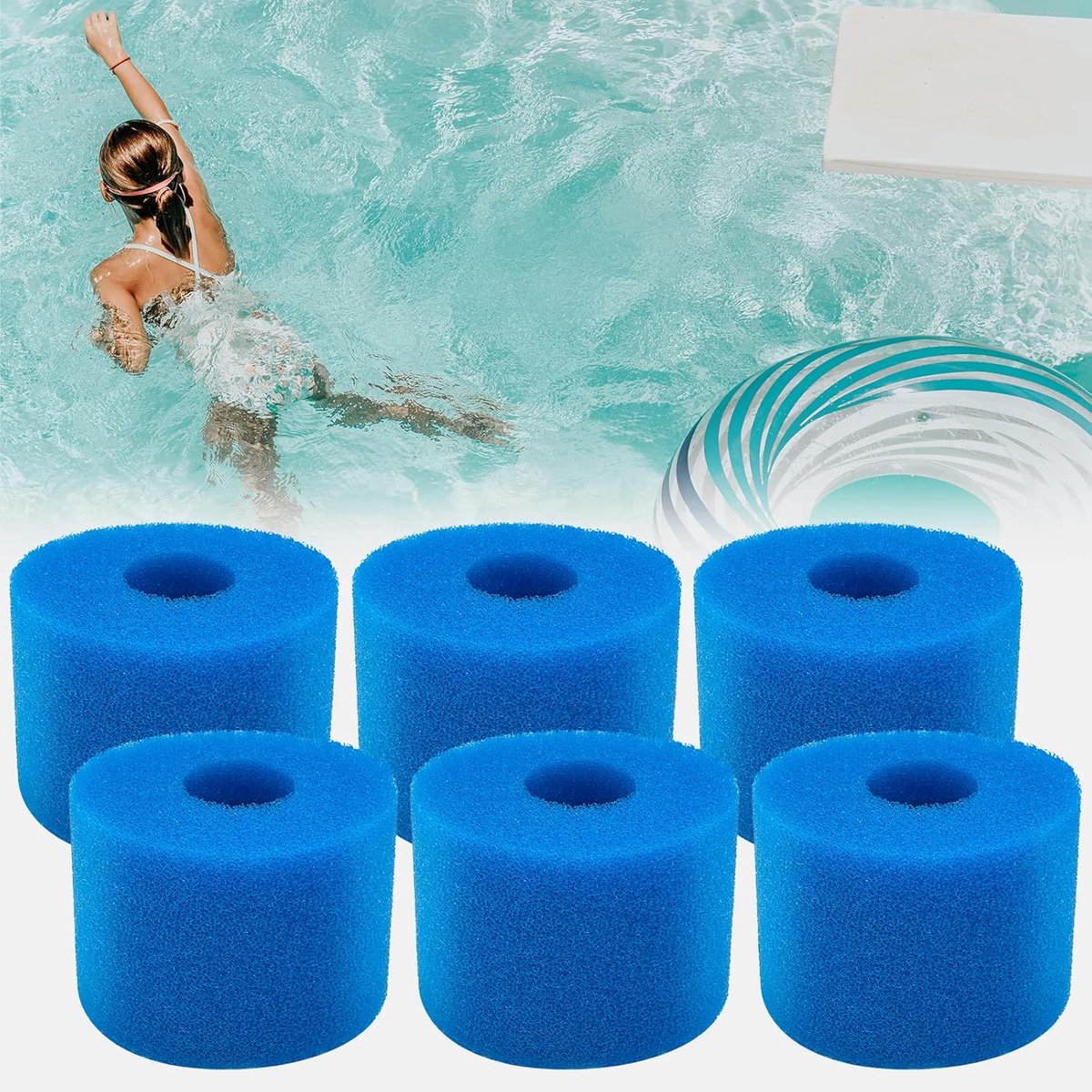 Filterspons type S1 - Reusable foam spons - Voor Intex zwembaden - Vermindert onderhoudskosten - ShopVlot
