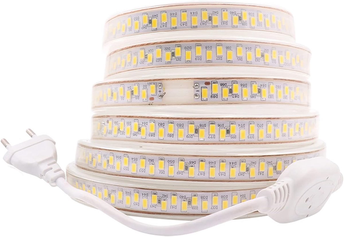 LED strip 10 m - warm wit - 220 V AC 2835 - IP68 - ideaal voor keuken - ShopVlot
