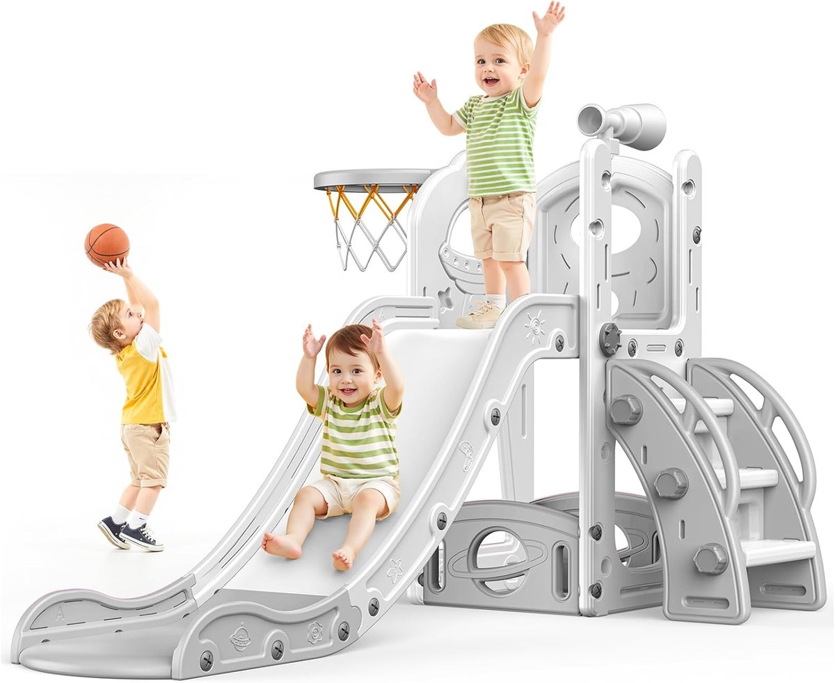 Kinderschuif - Grote glijbaan voor peuters - Met basketbalring - Veilige speelervaring voor binnen en buiten - ShopVlot