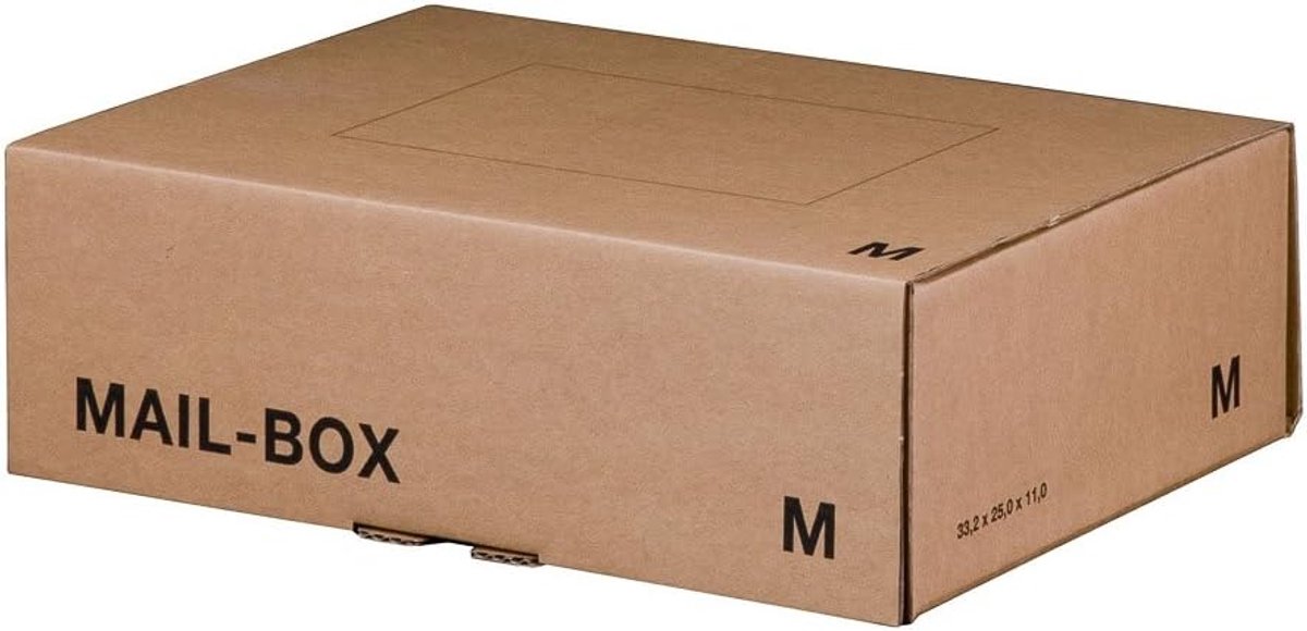 Verzenddoos mail-box M - 331x241x104 mm - bruin - veilige verzending van goederen - ShopVlot