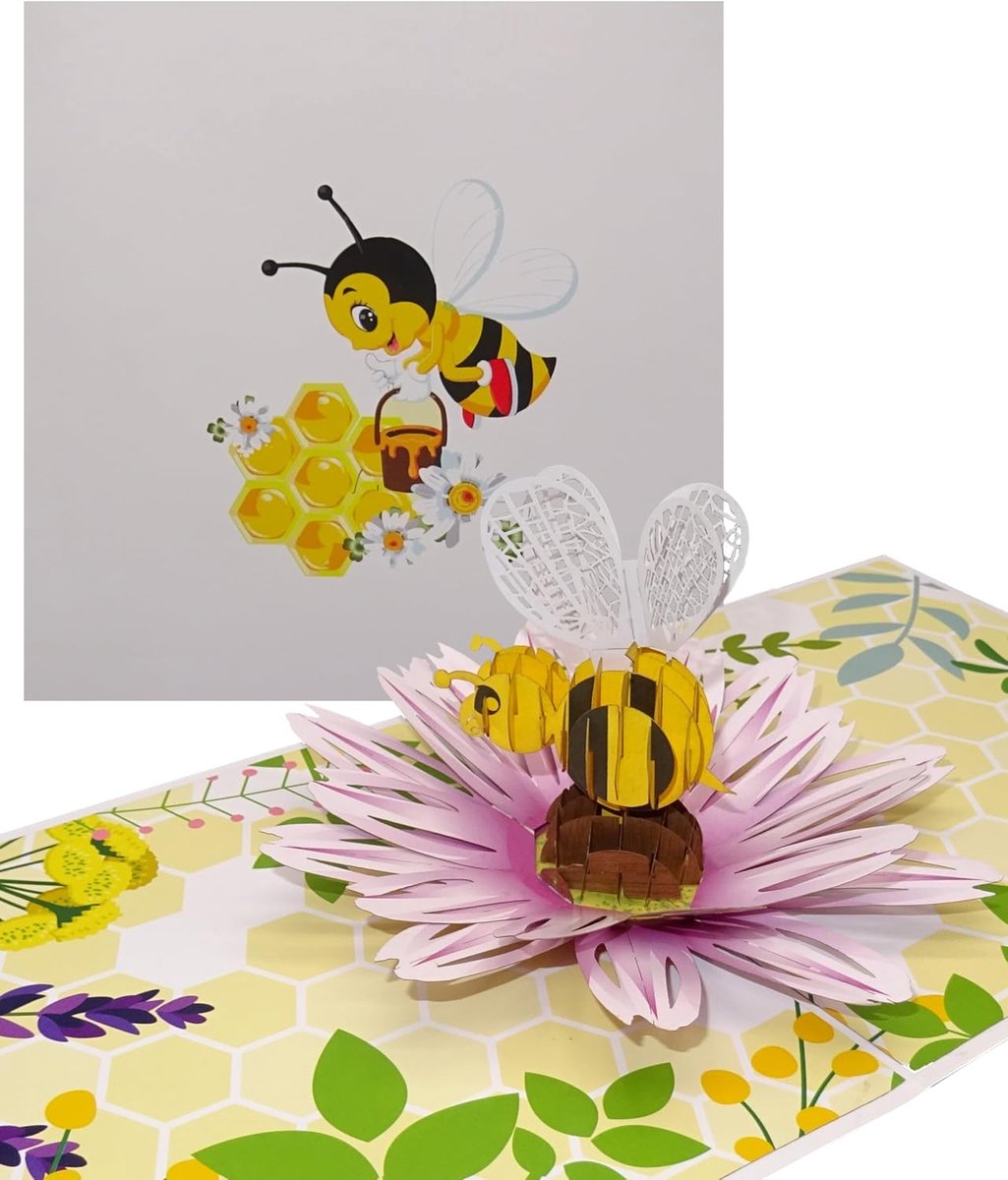 Pop-up kaart 3D - Bij op bloem - Verjaardagskaart - Origineel cadeau - ShopVlot