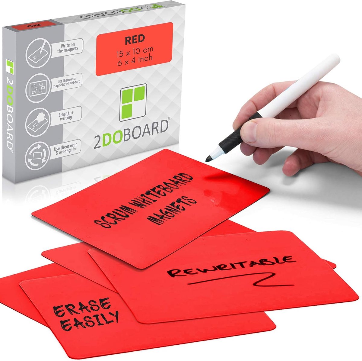 Rewritebare Scrum Magneten 15x10 cm - Set van 25 - Rood - Perfect voor je Scrum of Kanban bord - ShopVlot