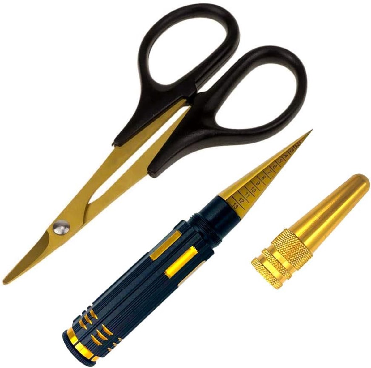 Body Reamer 0-14mm gatpons met hoes & gebogen schaar set - Titanium gecoat staal - Precisie gaten maken - ShopVlot