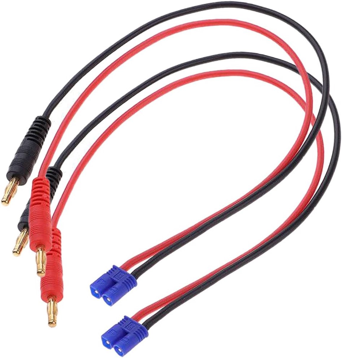 Wired adapter EC2 male connector naar 4mm banana plug - 30cm 16AWG silicone kabel - Directe aansluiting batterij en lader