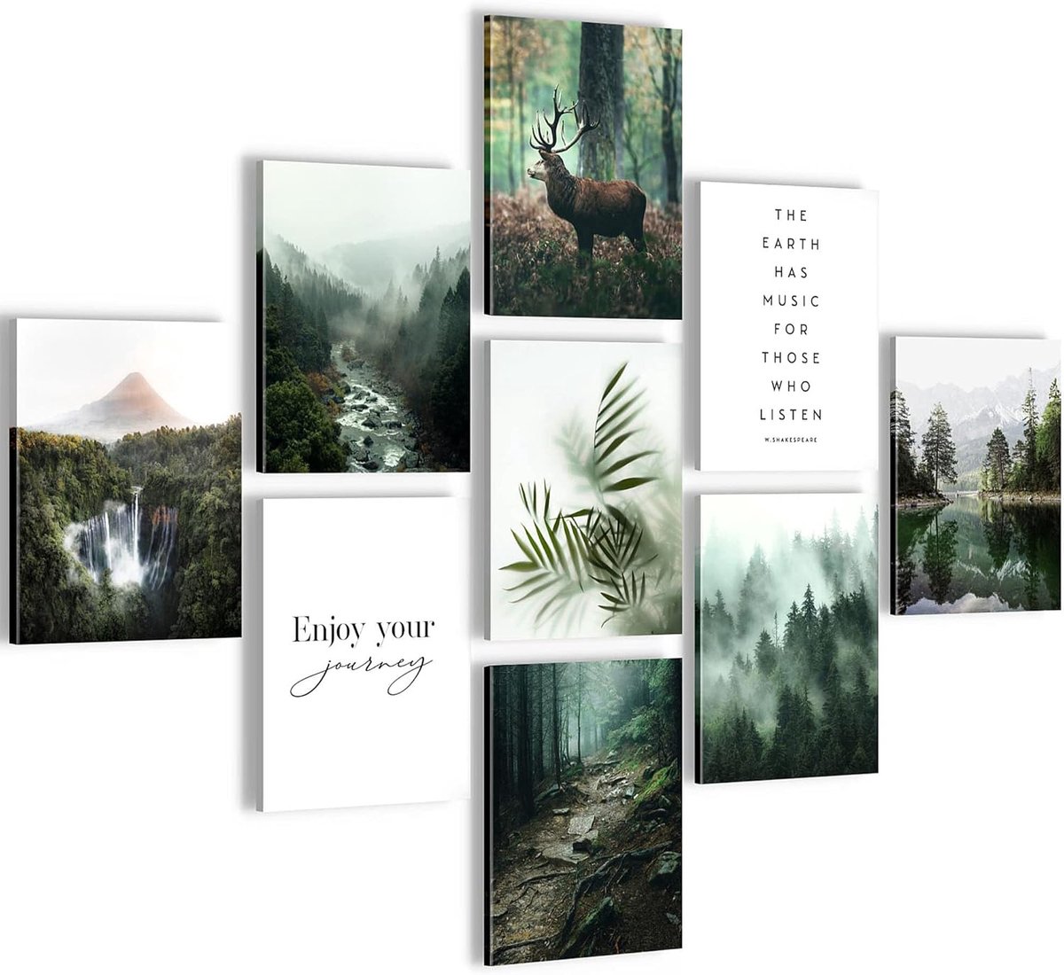 Wanddecoratie natuur - complete set - premium non-woven - perfecte sfeer voor woonkamer of slaapkamer - ShopVlot