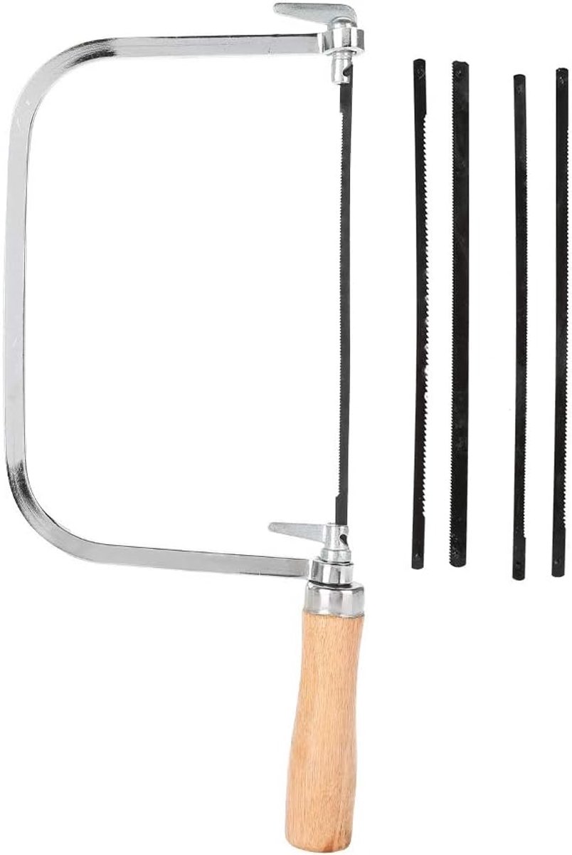 Verstelbare U-vormige broodsnijderzaag - 5 vervangbare zaagsnaren - ergonomisch houten handvat - ShopVlot
