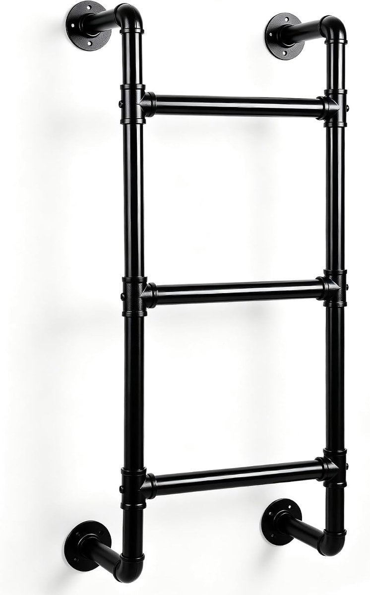 Bunkbedladder 1x1m - Zwart gesmeed ijzer - Maximaal 150kg - Ideaal voor zolder en loft - ShopVlot