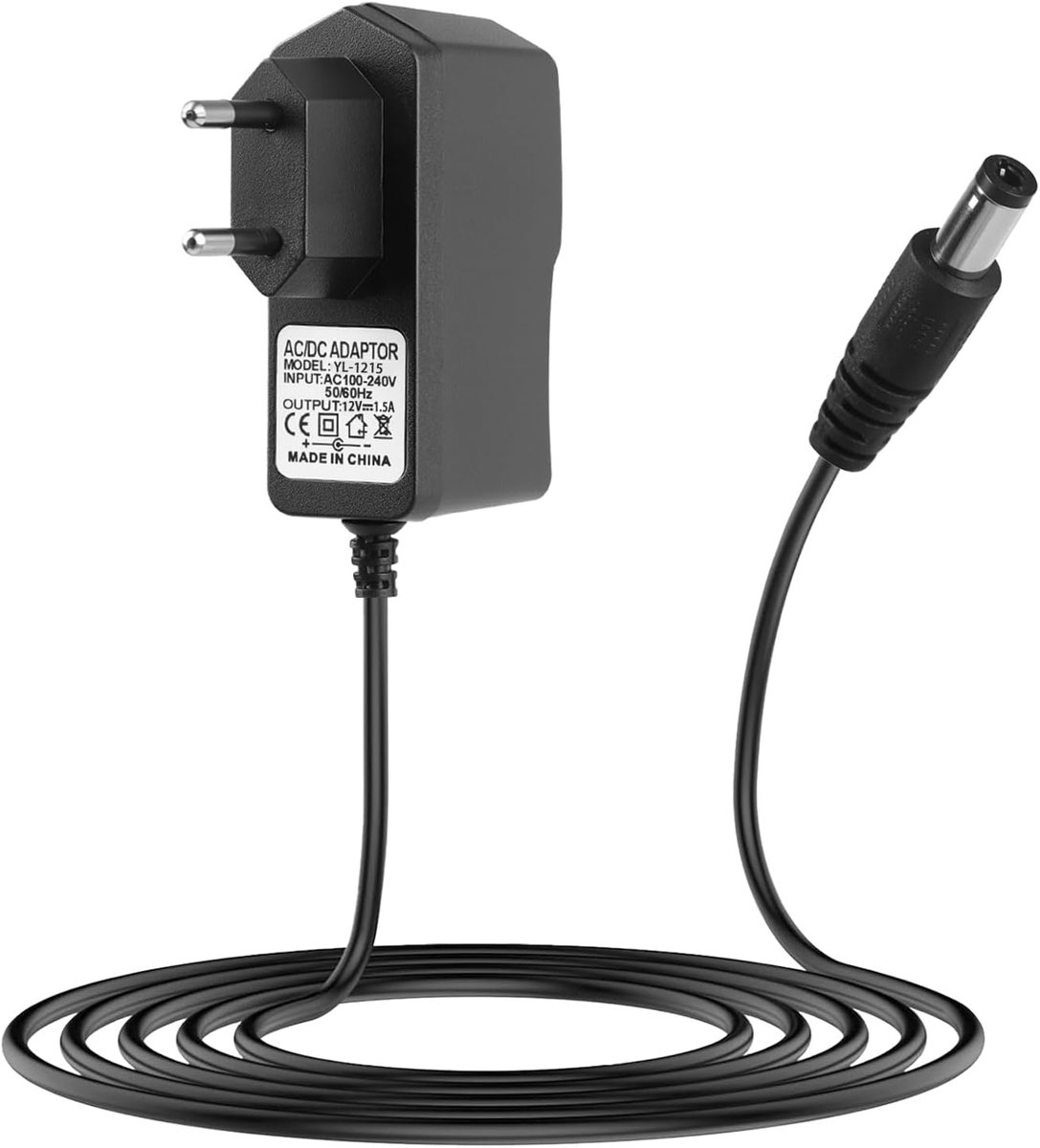 Wandtransformator AC naar DC 12V 1,5A - 18 W - met 1 m kabel - ideaal voor tv-box en ledstrips - ShopVlot