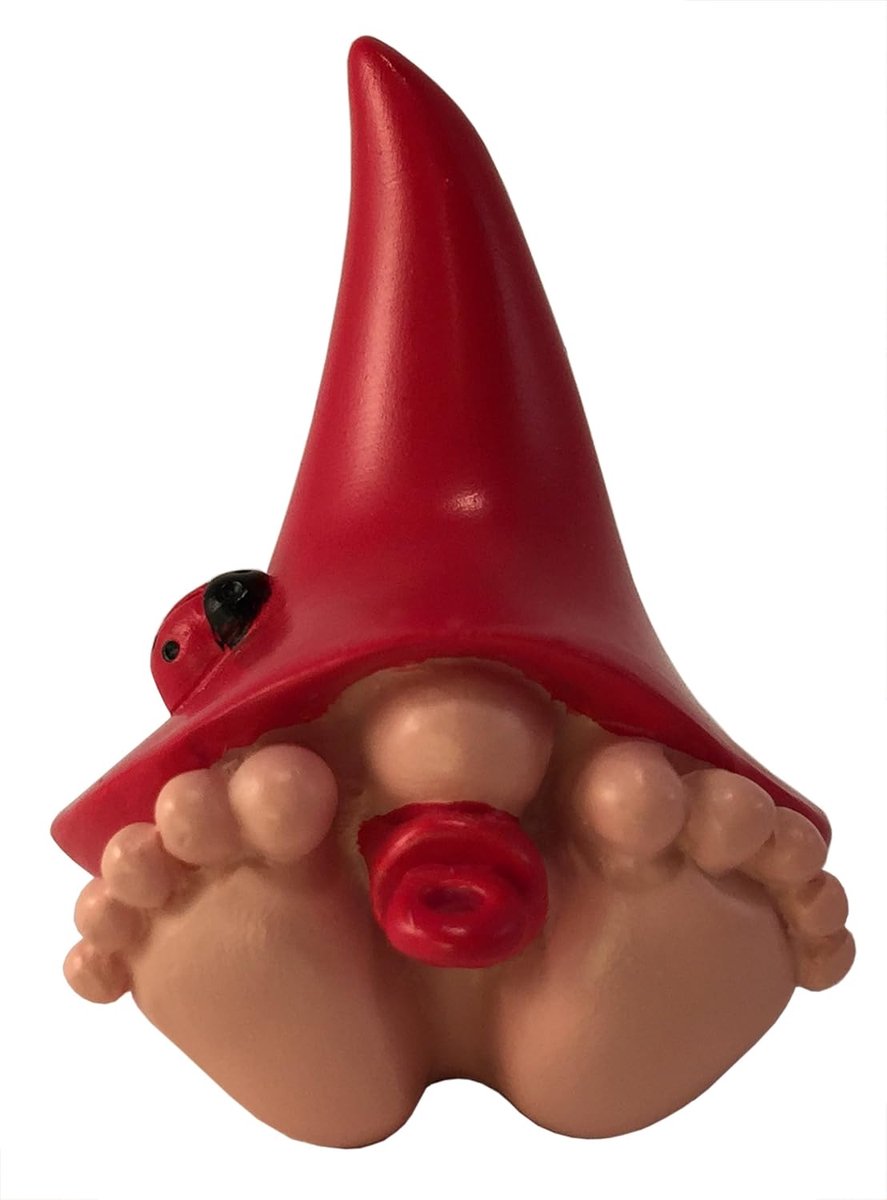 Miniatuur Baby Gnoom 5cm - Houten Hoed - Voor Fairy Garden - Decoratief Tuinbeeldje - ShopVlot
