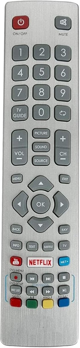 Afstandsbediening vervangend voor Sharp TV 40AJ2E, 40BJ3E, 49BJ2E - eenvoudig in gebruik - geen koppeling nodig - ShopVlot