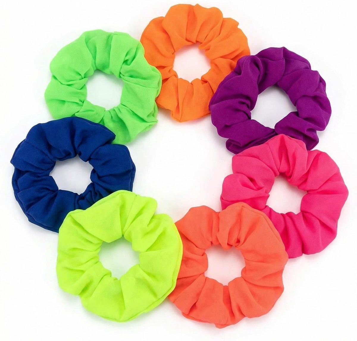 Scrunchies 7Pcs Neon - Premium zachte elastische haarelastiekjes - Mix van felle kleuren - Perfect voor ponytails - ShopVlot