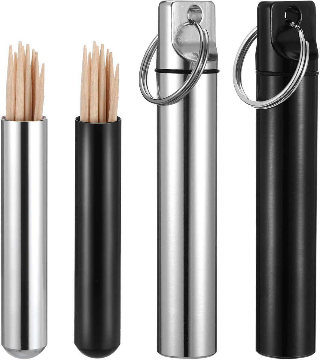 Tandenstokerhouder 4pcs - Aluminium - Compact en draagbaar - Ideaal voor onderweg - ShopVlot