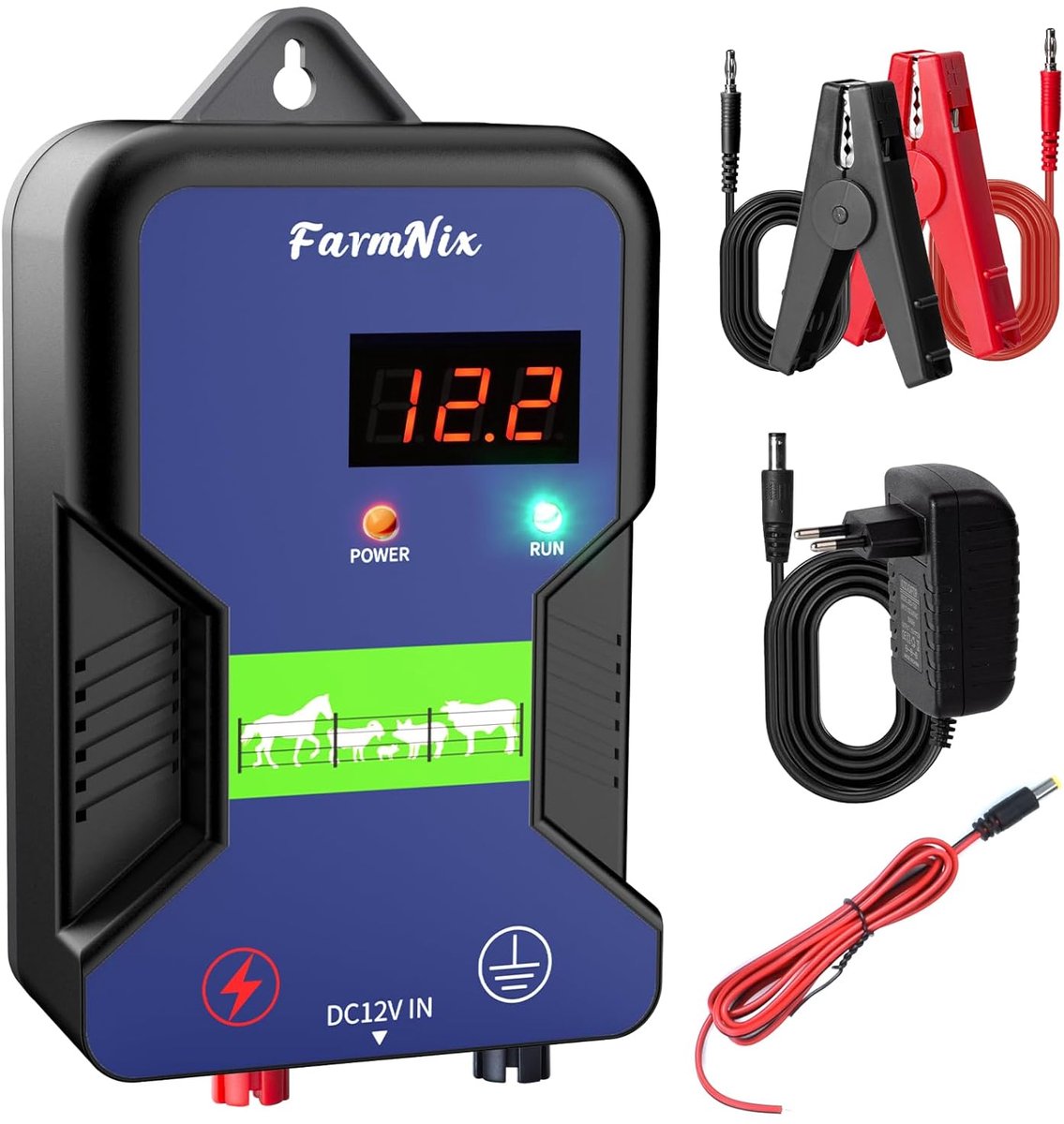 Meadow fence 12 V - 15 km bereik - LED-display - voor dierenbescherming - ShopVlot