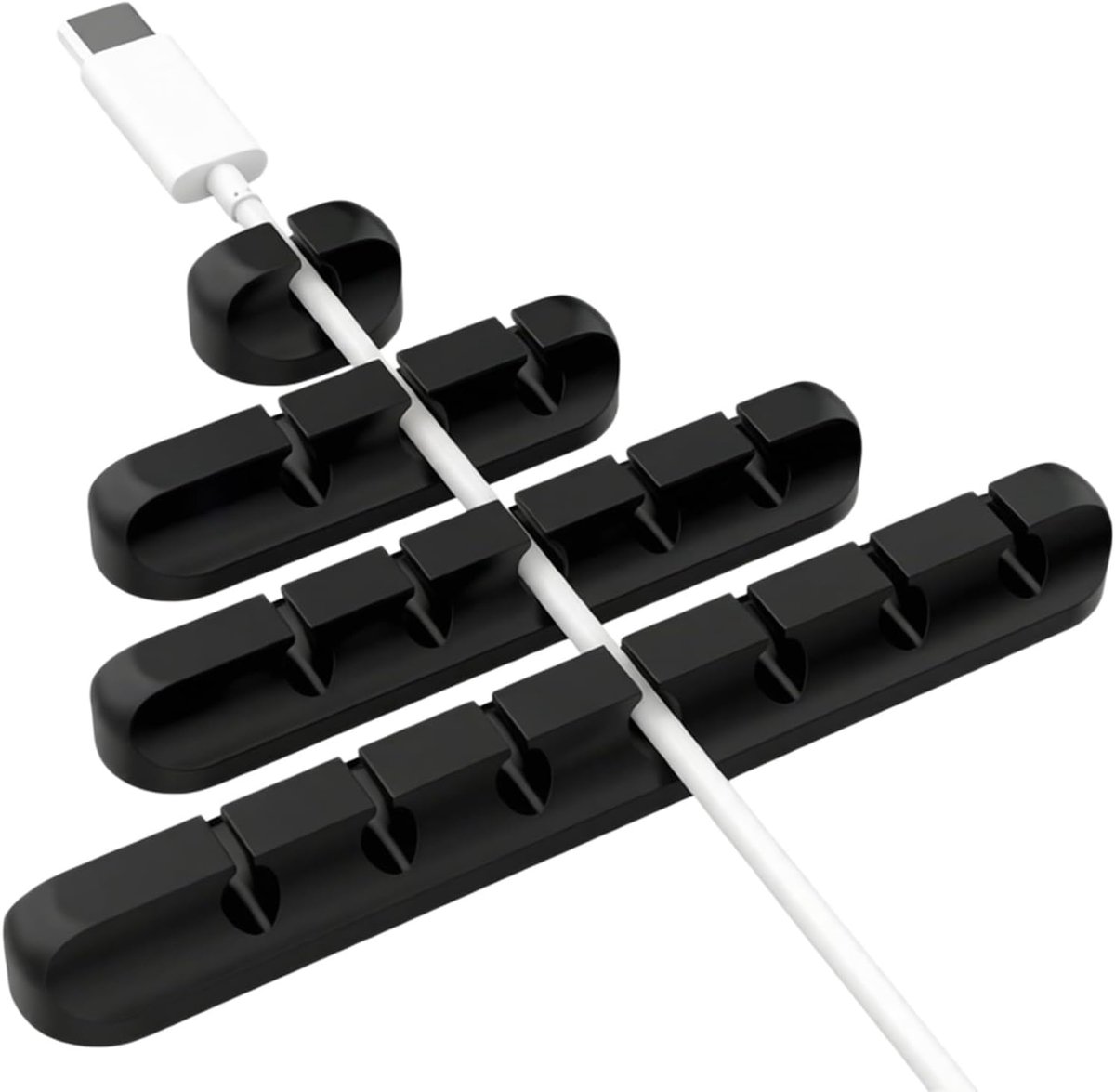 Kabelclips organizer bureau - 4 stuks siliconen - kabelbeheer - knoopvrije oplossing - SnelShoppen