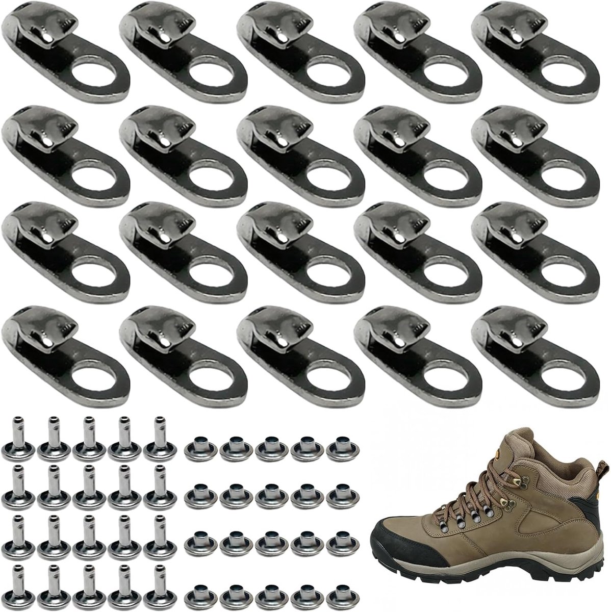 Veters haken 20 stuks - Robuuste schoenhaken - Eenvoudig te monteren - Ideaal voor wandelschoenen - SnelShoppen