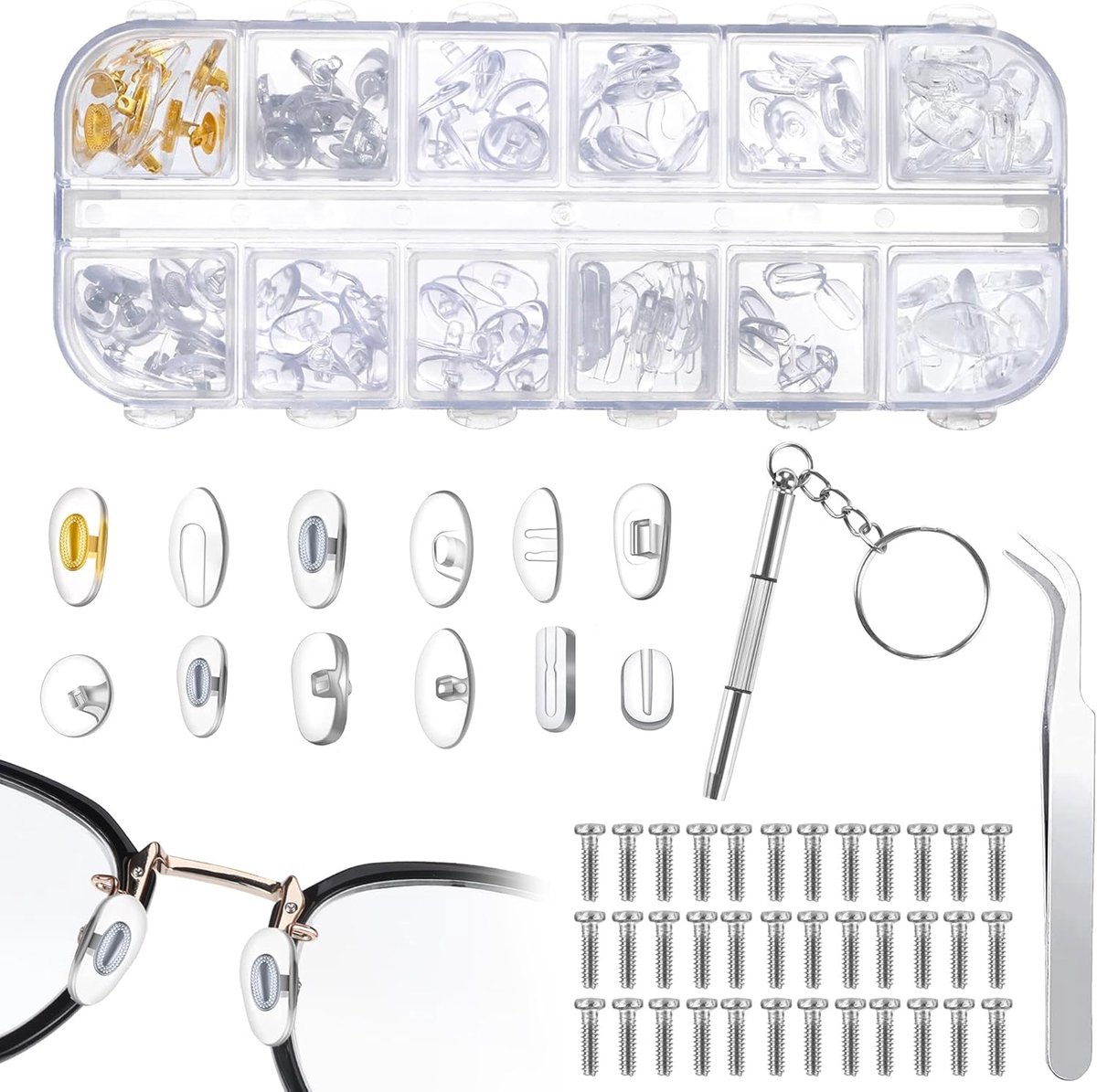 Reparatieset neuspads - 60 paar siliconen - antislip met luchtkamerdesign - comfortabel voor brillen - SnelShoppen
