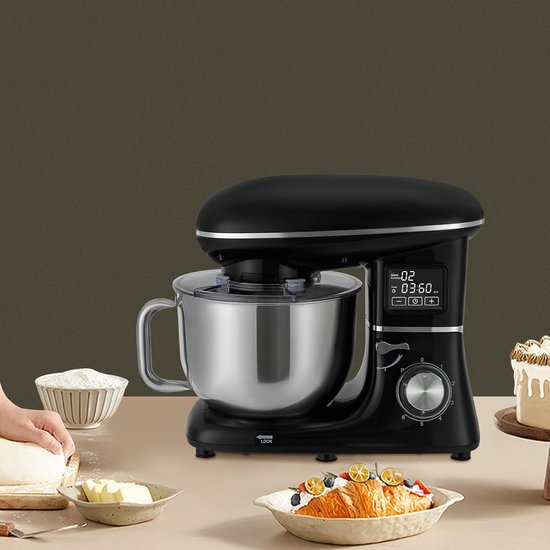 Keukenmixer 1500W - Handmixer Deegmixer - Thuis bakken - LCD display - 6.2 liter - Zwart — afbeelding 4