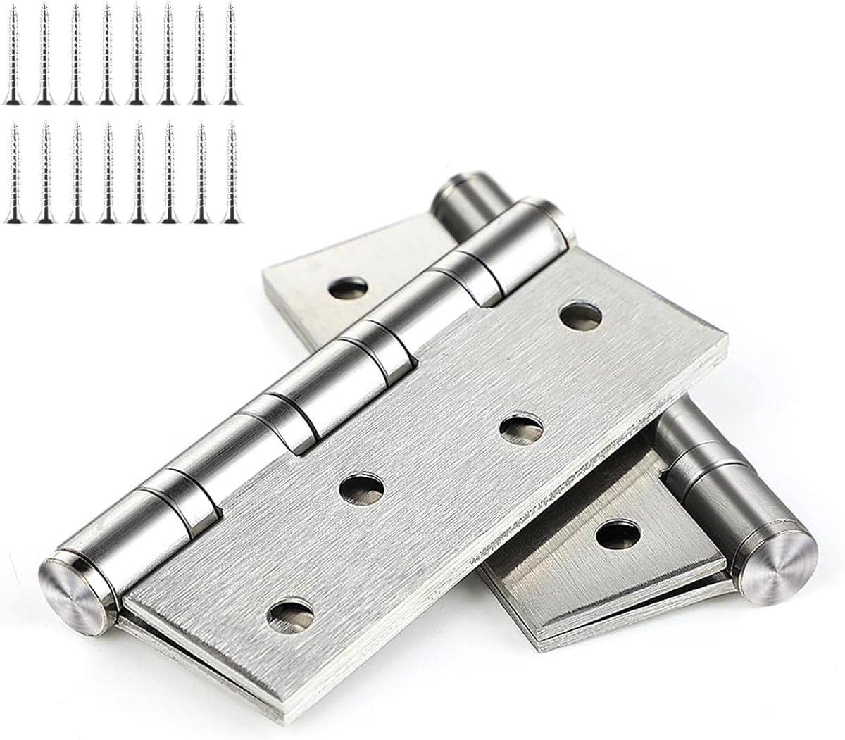Deurscharnieren 10 cm - RVS - 8 gaten - Voor soepel openen en sluiten - SnelShoppen