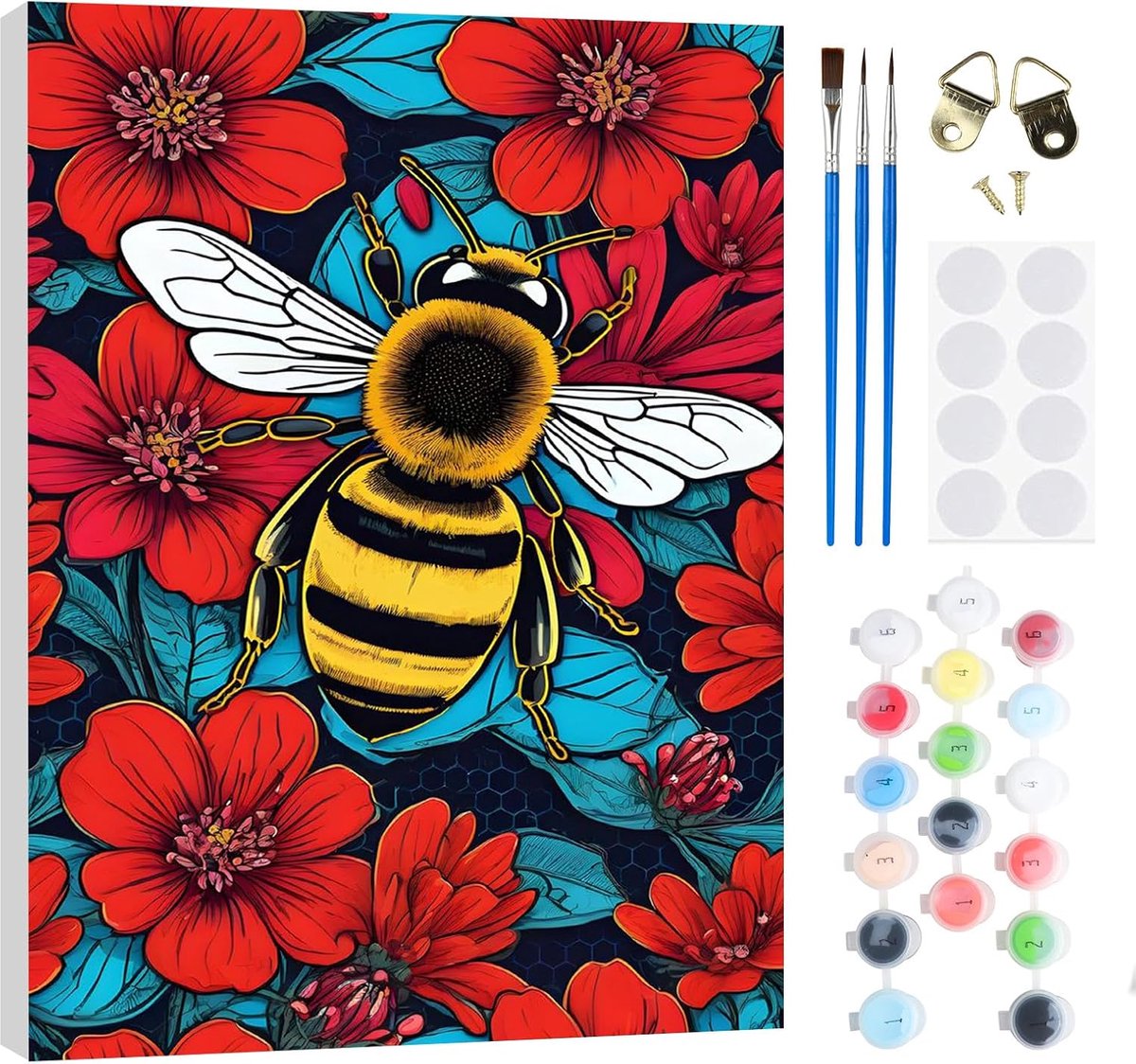 Schilderen op nummer 20x30 cm - dieren schilderkit - inclusief verf en kwasten - SnelShoppen