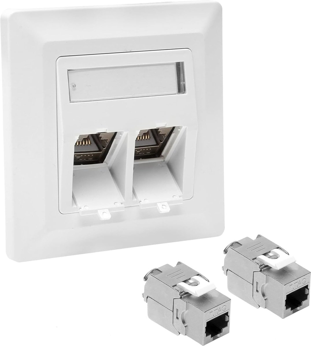 Netwerkstopcontact 2-poorts Cat 7 - Recessed mount connector - 10 Gbit/s snelheid - SnelShoppen