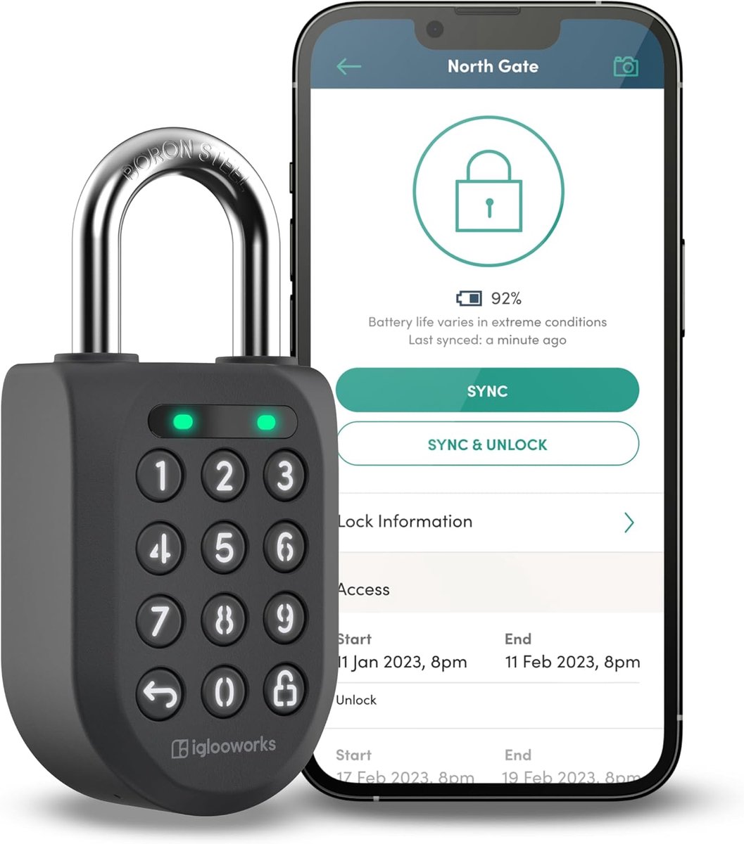 Slimme hangslot - Toegang via app - QR-code en PIN - Flexibel delen van toegang - SnelShoppen