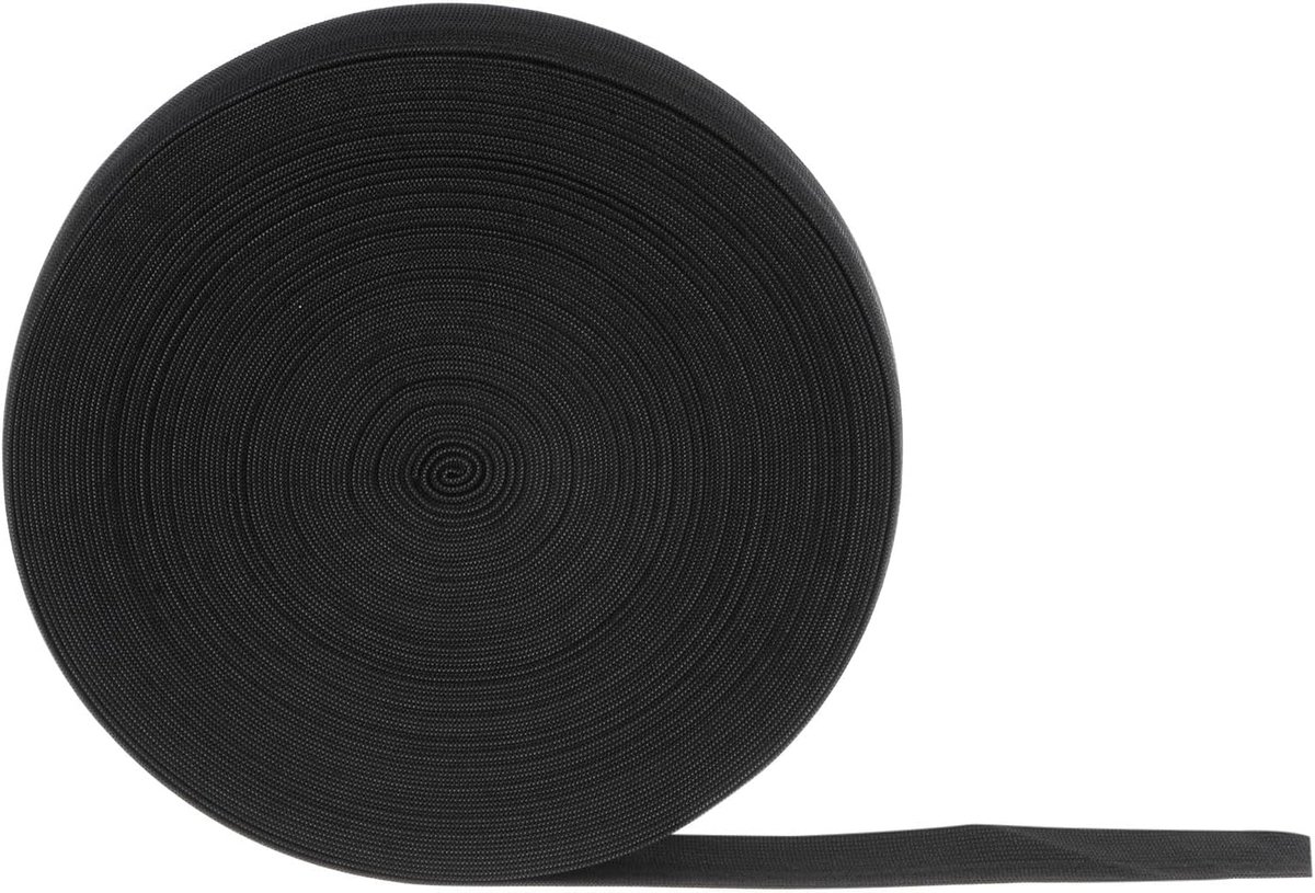 20 meter naai-astiebanden, 3/4 inch, 20 mm breed, plat gebreid stretchelastiek voor doe-het-zelfprojecten, kunsthandwerk, zwart