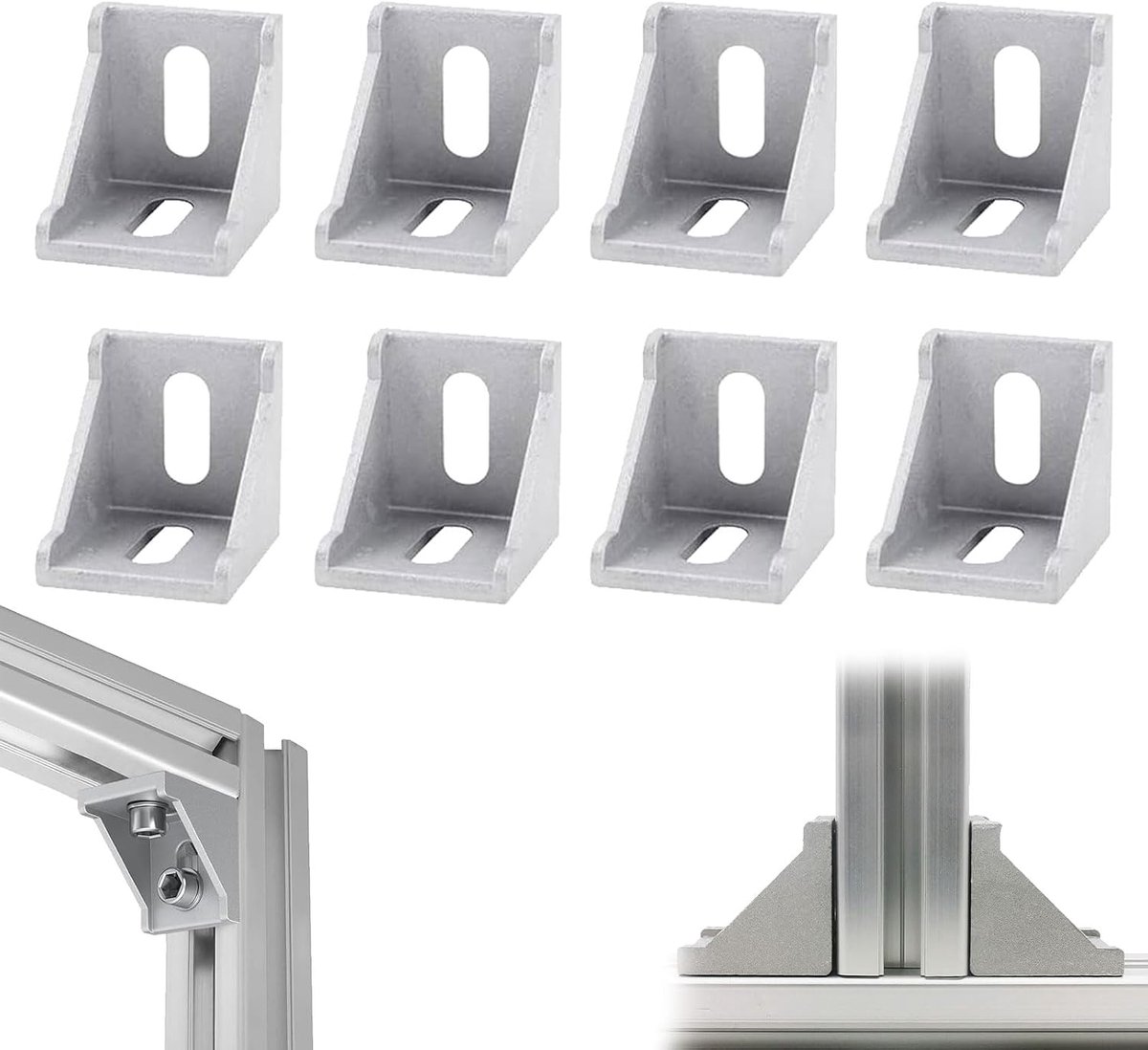 8 stuks, 40 x 40, aluminium profiel, bevestigingsmateriaal, hoek aluminium profiel, 40 x 40, aluminium profiel, hoekverbinding, aluminium profiel, hoek voor steunprofiel, groefprofiel,