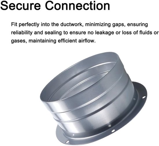 195 mm / 7,67 inch, verzinkte stalen buis aansluitflens, ronde fitting voor flexibele of starre buizen, ronde interface luchtkanaal voor montageplaat van luchtslang in kweektent — afbeelding 5